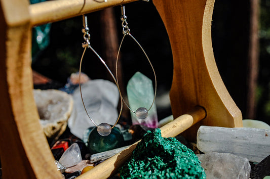 Grey Opal hoop earrings