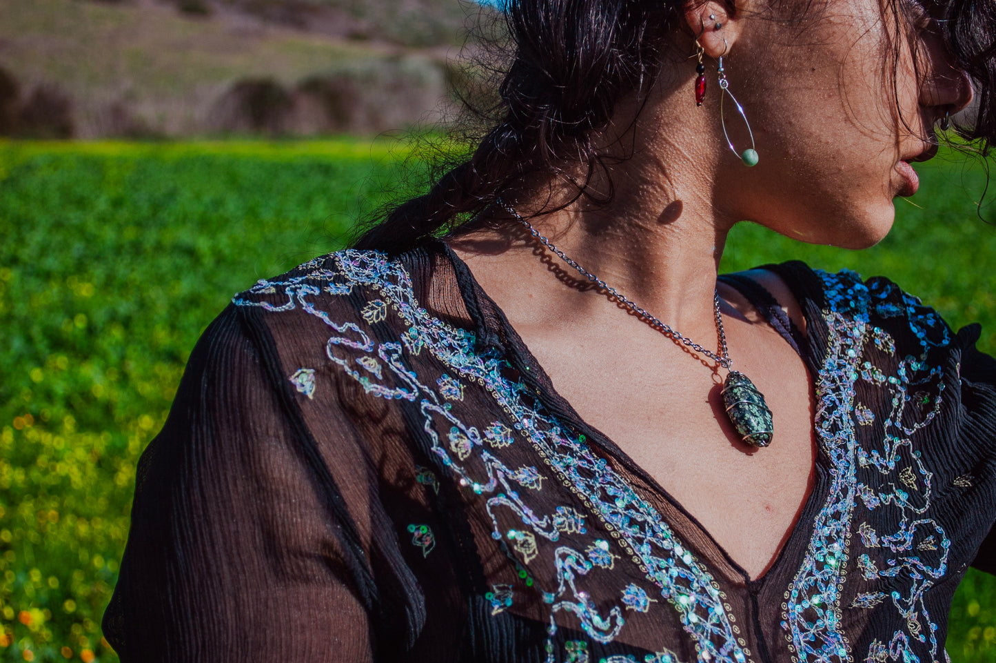 wrapped African turquoise pendent