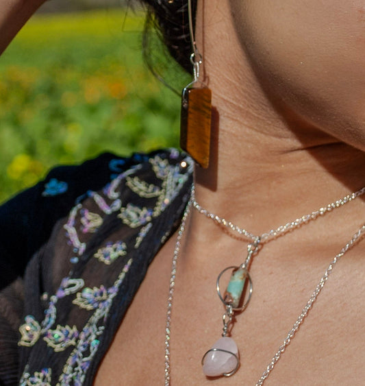 rose quartz and amazonite pendant necklace