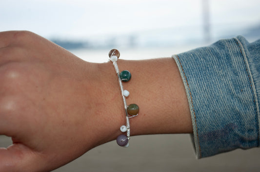 Wrapped Moss Agate Bracelet