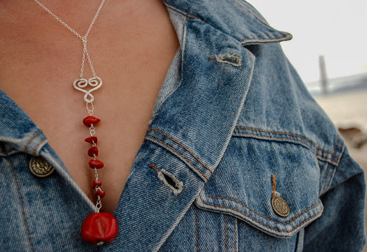 Red heart coral necklace