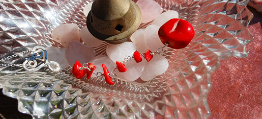 Red heart coral necklace