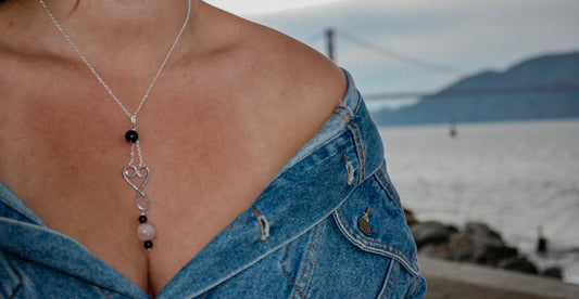 Lovely rose quartz and onyx necklace