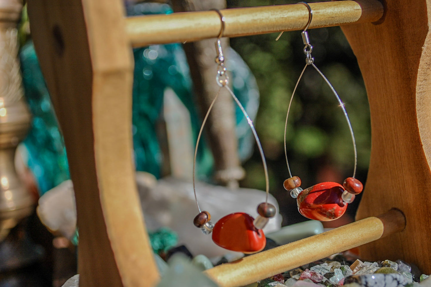 Red Jasper hoop earrings
