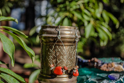 Red Jasper hoop earrings