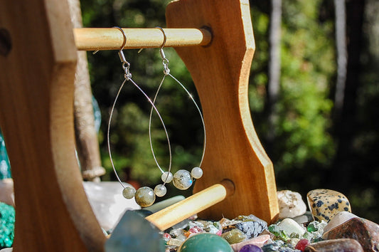 Labradorite hoop earrings