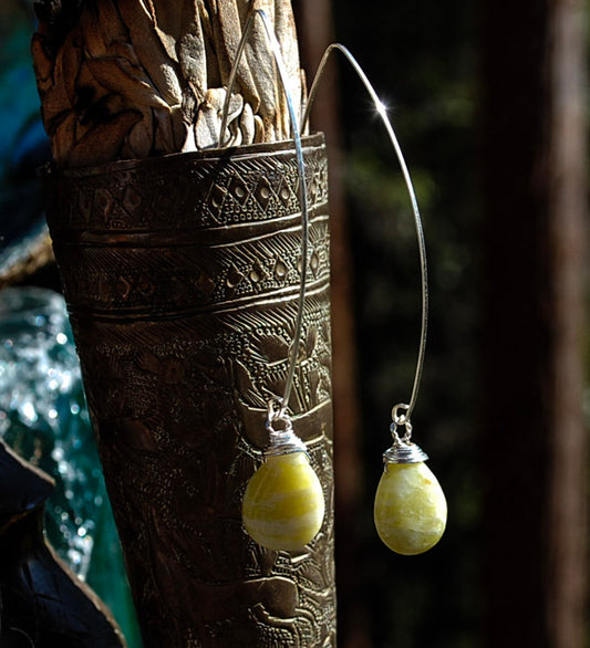 Lemon Jade hook earrings