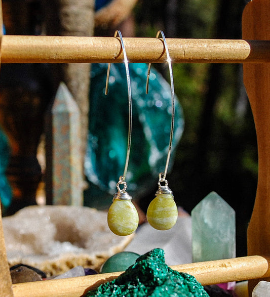 Lemon Jade hook earrings