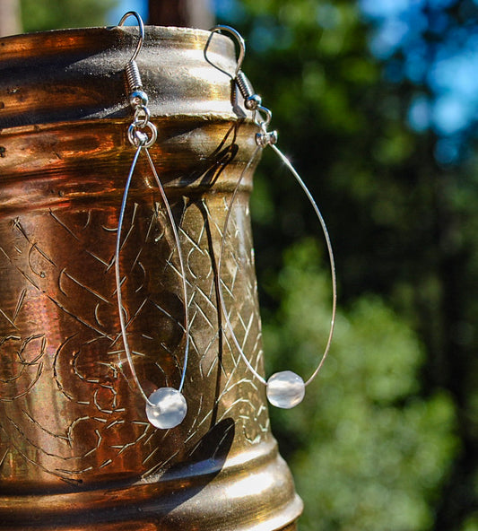 Grey Opal hoop earrings