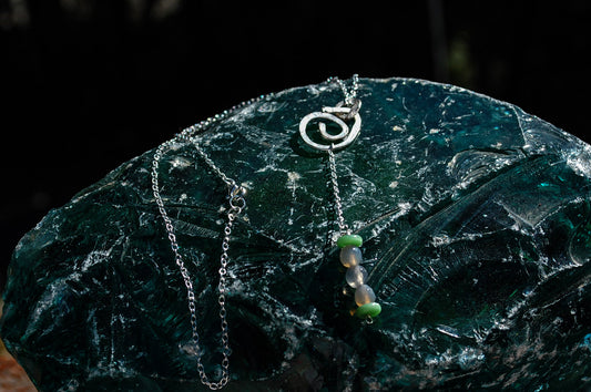 silver opal swirl necklace