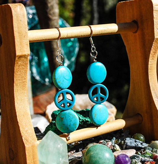 Turquoise and howlite Peace earrings