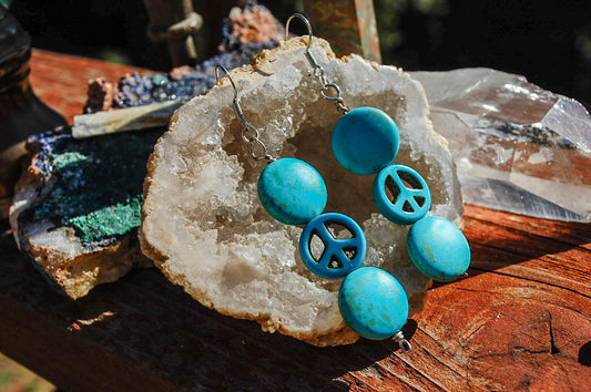 Turquoise and howlite Peace earrings