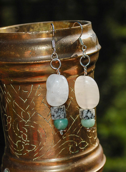 quartz beaded earrings