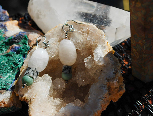 quartz beaded earrings