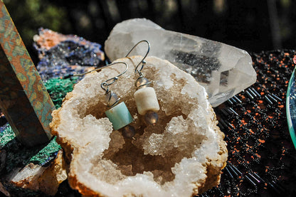 spiral wrapped Amazonite earrings