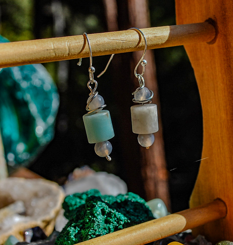 spiral wrapped Amazonite earrings