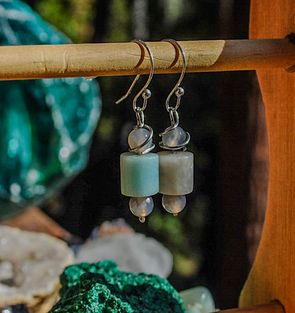 spiral wrapped Amazonite earrings