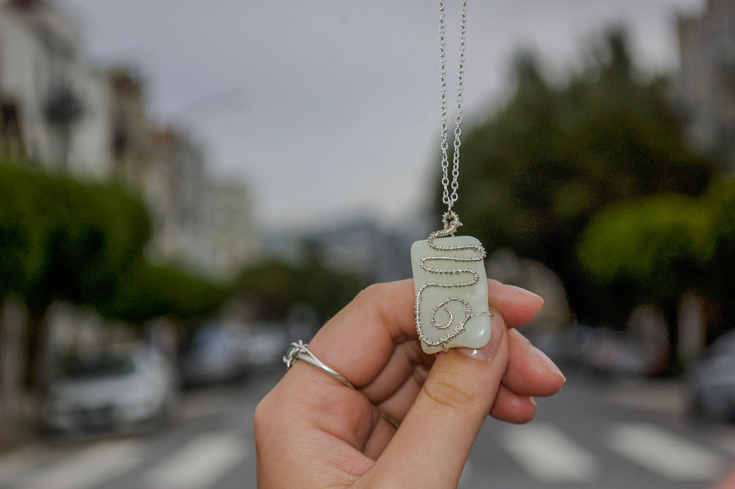 Quartz wrapped necklace