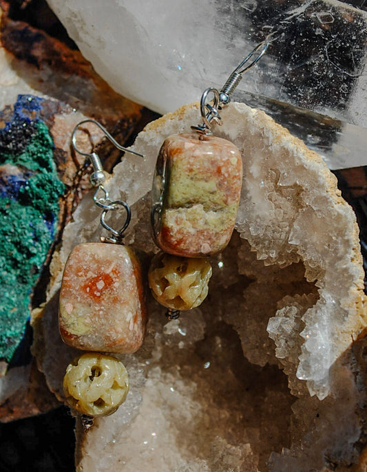 Unakite dangling earrings